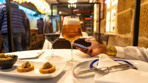 Drinks at the restaurant table Stock Photos