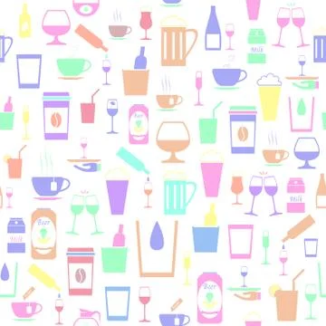 Drinks seamless pattern background icon. Stock Illustration