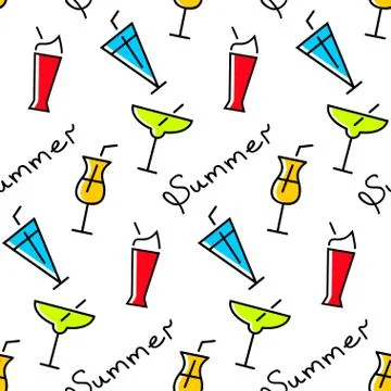Drinks seamless pattern.Vector illustration Stock Illustration