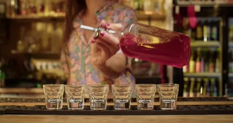 Drinks served in bar Stock Footage 203899938