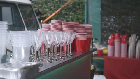 Drinks set up at a venue Stock Footage 247331253