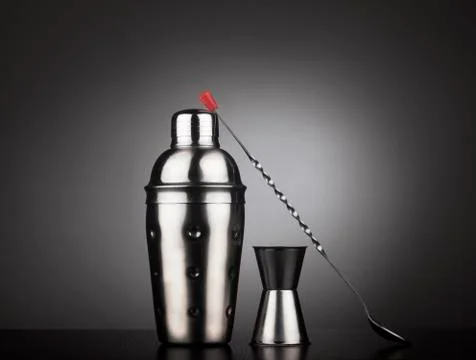 Drinks shaker with cocktail tools Stock Photos