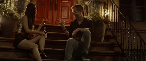 Drinks on Stoop 2 Stock Footage 154837607