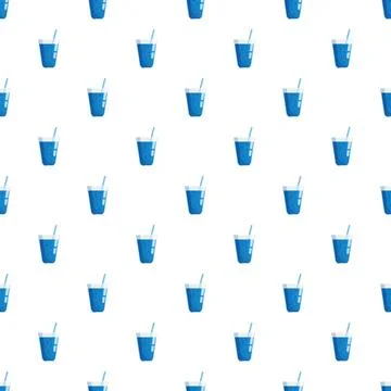 Drinks with straw seamless pattern refreshing beverage Stock Illustration