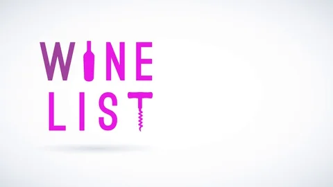 Drinks with text wine list written with fashionable elegant typography with a Stock Footage 129642273