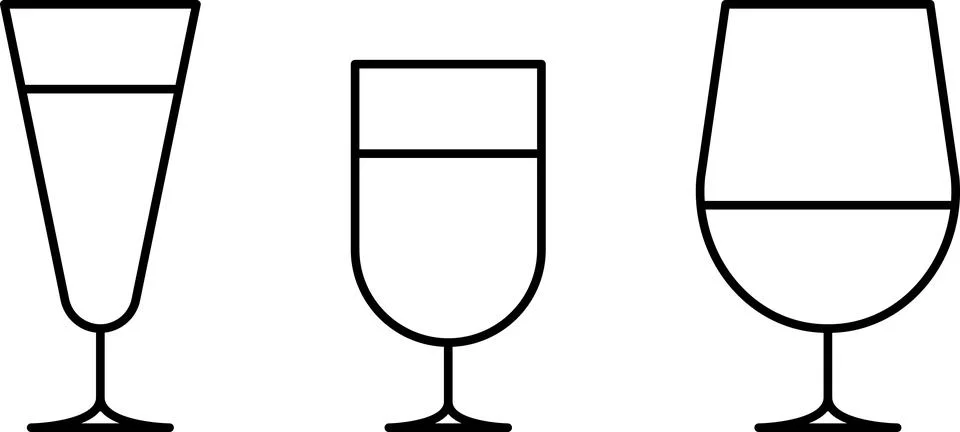 Drinks thin line icons set. Beverages and smoothies icon set. Water, cocktails Stock Illustration