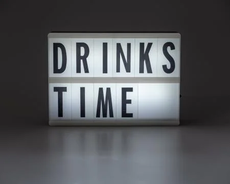 'DRINKS TIME' in retro lightbox Stock Photos