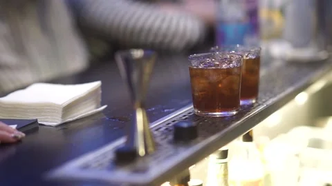 Drinks in two glasses Stock Footage 159881342