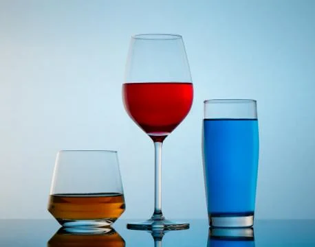 Drinks in various alcoholic glasses Stock Photos