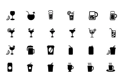 Drinks Vector Icons Collection Stock Illustration