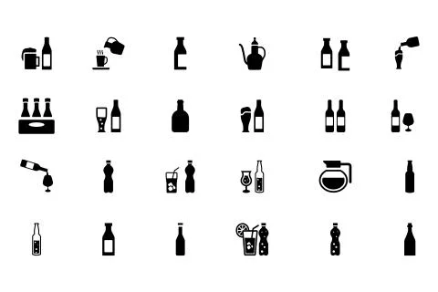 Drinks Vector Icons Pack Stock Illustration