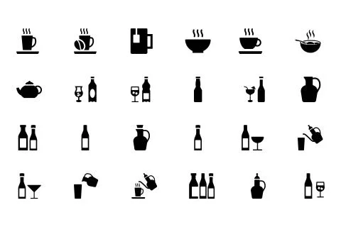 Drinks Vector Icons Set Illustrazione stock