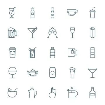 Drinks vector icons set Stock Illustration