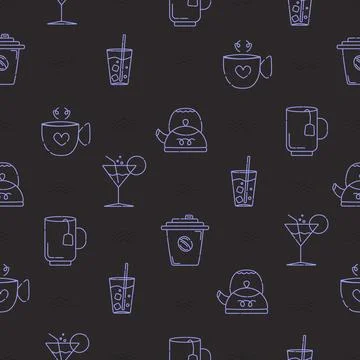 Drinks vector seamless pattern Stock Illustration