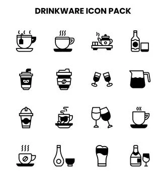 Drinkware DuoTone Bundle Icons Pack Illustration