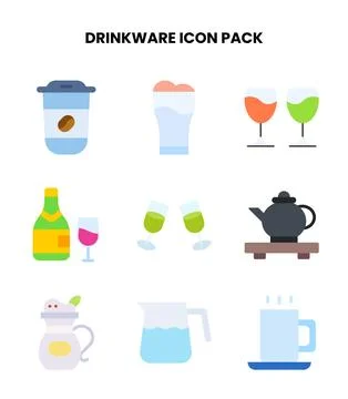 Drinkware Flat Graphics Icons Pack Stock Illustration