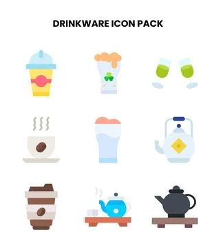 Drinkware Flat Graphics Icons Pack Stock Illustration