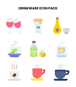 Drinkware Flat Scalable Icons Pack Stock-Illustration