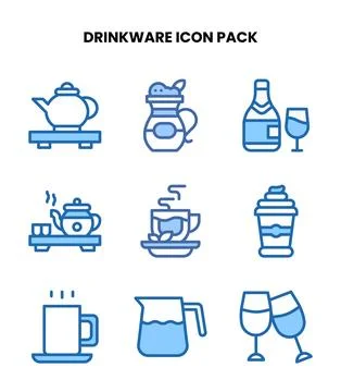 Drinkware Two Colour Design Icons Pack Illustration