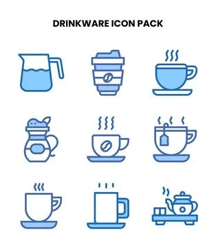 Drinkware Two Colour UI Icons Pack Illustration