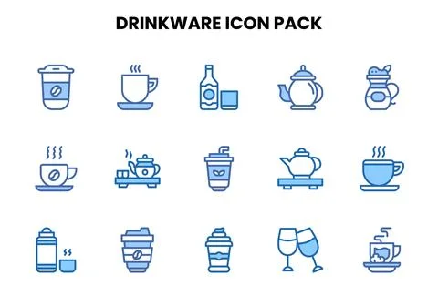 Drinkware Two Colour Vector Icons Pack Stock-Illustration
