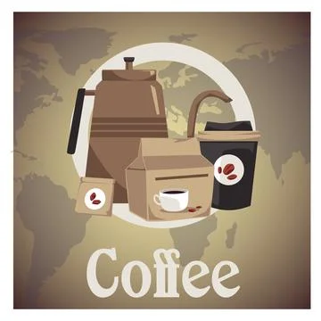 Drip coffee brewing method banner or card design flat vector illustration. Stock Illustration