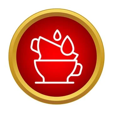 Drip coffee brewing process icon on red button Stock Illustration