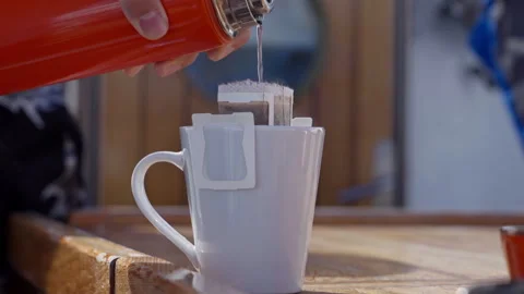 Drip Coffee Brewing on Ship Deck in Antarctica 库存影片 335080089
