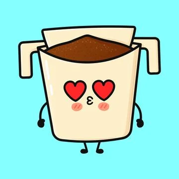 Drip coffee character feeling love hearts Stock Illustration