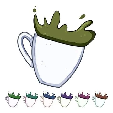 Drip coffee cup splash cartoon vector graphic Illustrazione stock