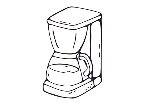 Drip Coffee Maker Hand Drawn Doodle Clipart Stock Illustration