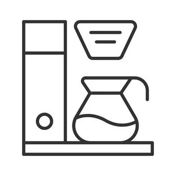 Drip coffee maker icon in line design. drip coffee maker, filter brewer, cafe Stock Illustration