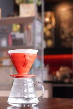 Drip Coffee with red cup. Foto stock