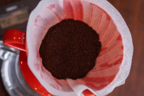 Drip Coffee with red cup. Foto stock
