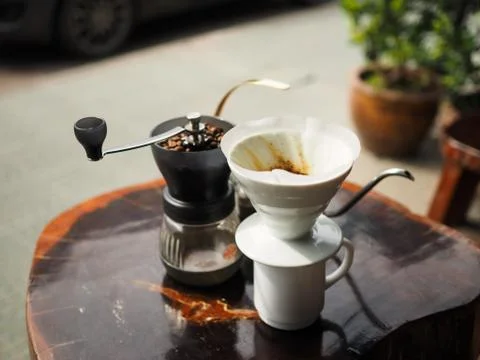 Drip coffee set Foto stock