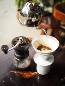 Drip coffee set Stock Photos