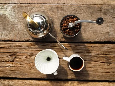 Drip coffee set Stock Photos