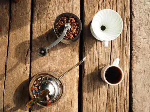 Drip coffee set Stock Photos