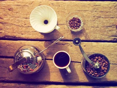 Drip coffee set Stock Photos