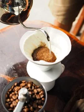 Drip coffee set Stock Photos