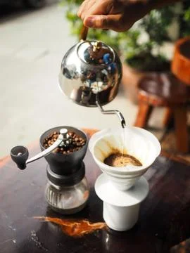 Drip coffee set Stock Photos