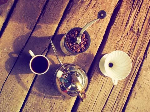 Drip coffee set Stock Photos