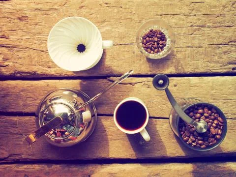 Drip coffee set Stock Photos