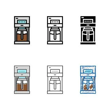 Drip coffee stylized brewing machine color icon vector Stock Illustration
