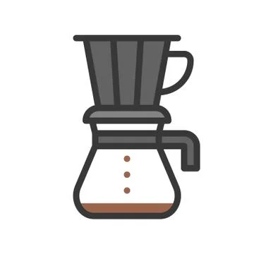 Drip coffee vector, coffee related filled style editable stroke icon Illustrazione stock