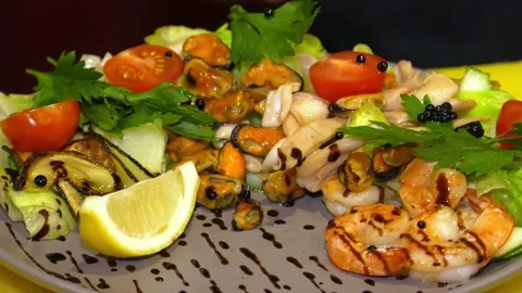 Drip decoration balsamic dressing. Stock Footage 103281169