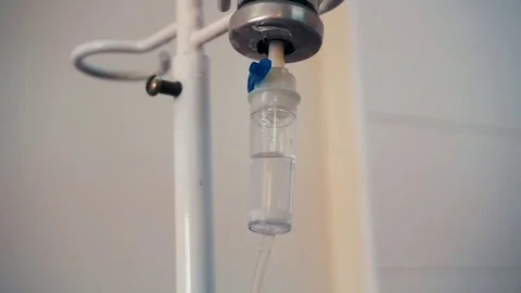 Drip drop with saline or glucose,Infusion bottle with  solution Vídeos de archivo 85294953