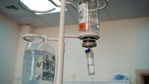 Drip drop with saline or glucose,Infusion bottle with solution 4 Stock Footage 85294962