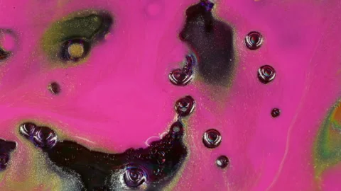 Drip droplets bubbles art glowing chemical stream Stock Footage 326376178