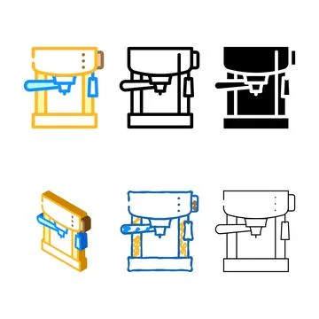 Drip filtration coffee machine color multipack icon vector Stock Illustration